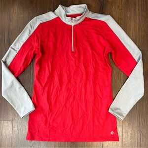 Bette & Court Ladies 1/4 Zip Long Sleeve Golf Shirt Red/Gray SZ MED